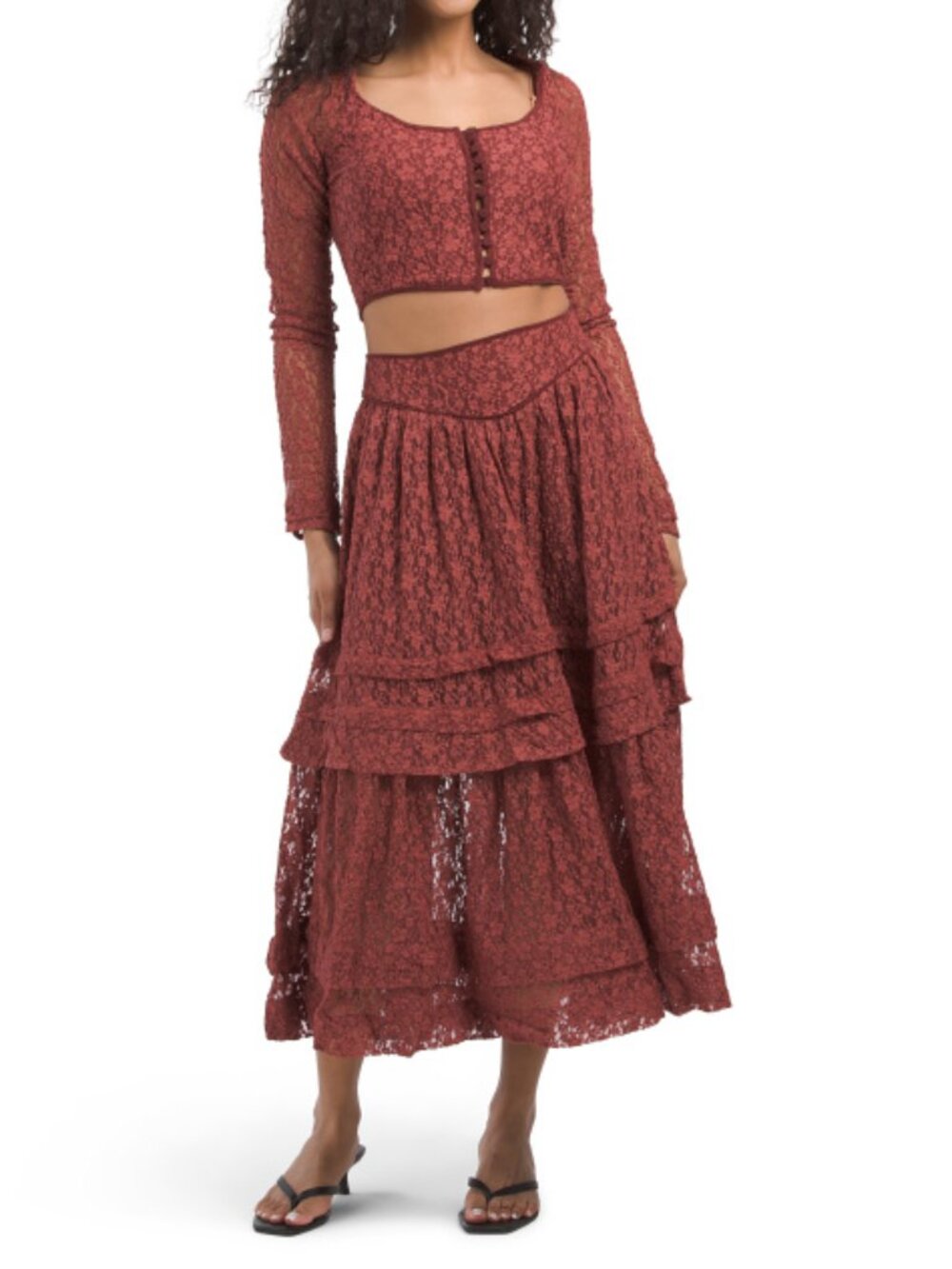 FREE PEOPLE 2pc Arcana Crop Top And Maxi Skirt Set